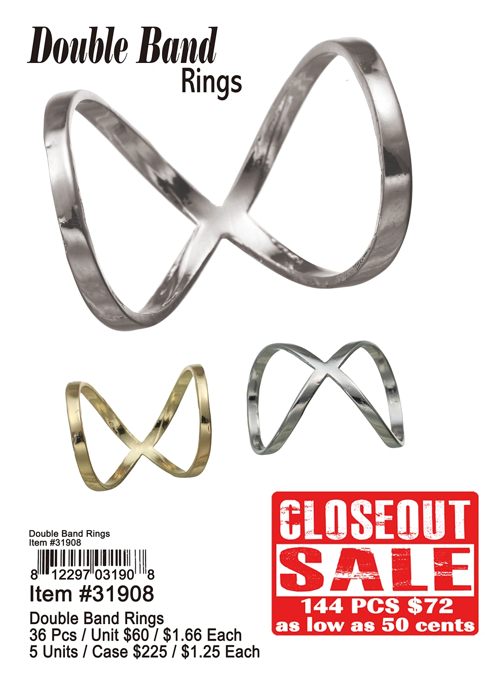 Double Band Rings - Closeout 144 Pcs.